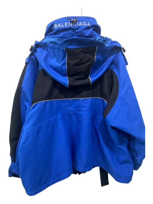 Balenciaga Size 36 Blue & Black Polyamide & Cotton Zip Velcro Hood Coat Blue & Black / 36