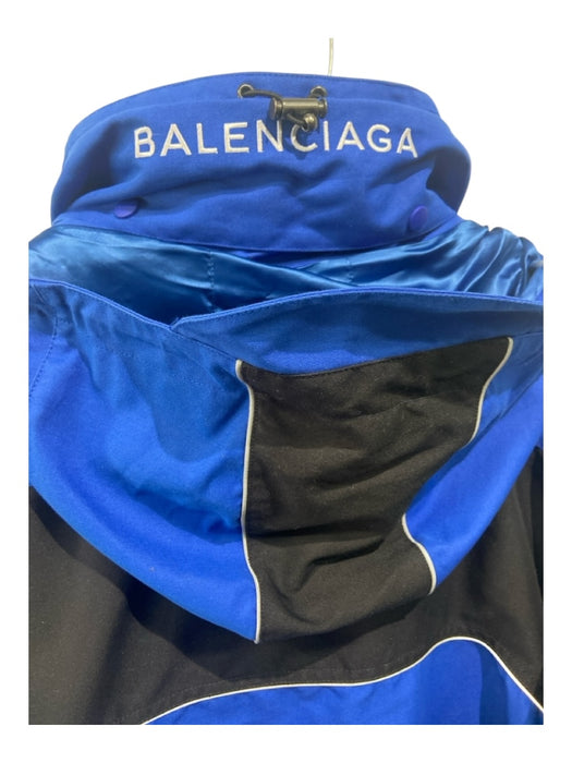 Balenciaga Size 36 Blue & Black Polyamide & Cotton Zip Velcro Hood Coat Blue & Black / 36