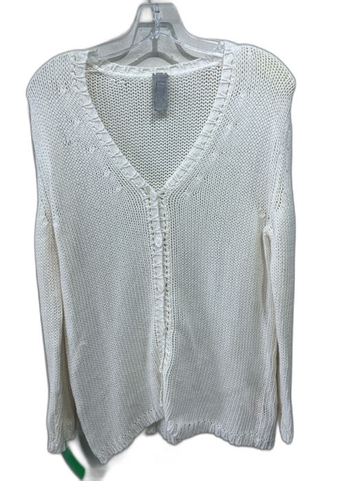 Private 02 04 Size Medium Cream White Cotton & Cashmere Knit V Neck Cardigan Cream White / Medium
