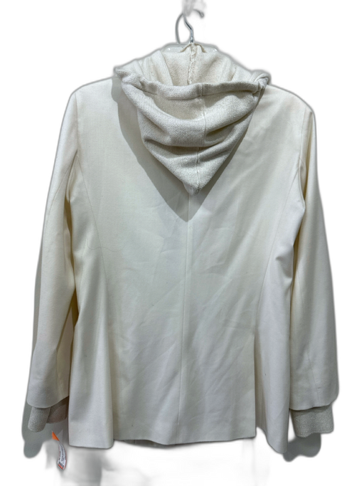 Fabiana Filippi Size 8 Cream White Wool Blend Fabric Block Removable Hood Jacket Cream White / 8