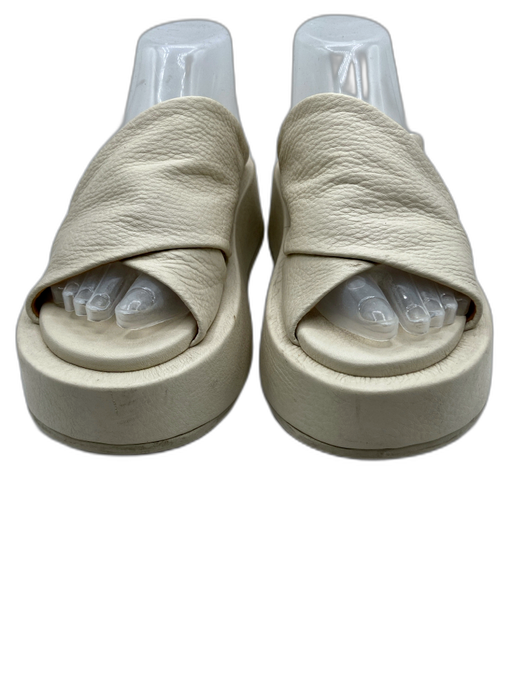 Marsell Shoe Size 37 Cream White Leather Upper Criss Cross Platform Sandals Cream White / 37