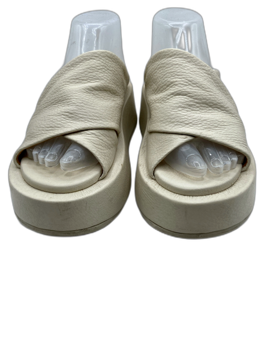 Marsell Shoe Size 37 Cream White Leather Upper Criss Cross Platform Sandals Cream White / 37