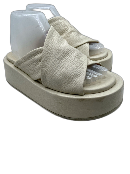 Marsell Shoe Size 37 Cream White Leather Upper Criss Cross Platform Sandals Cream White / 37