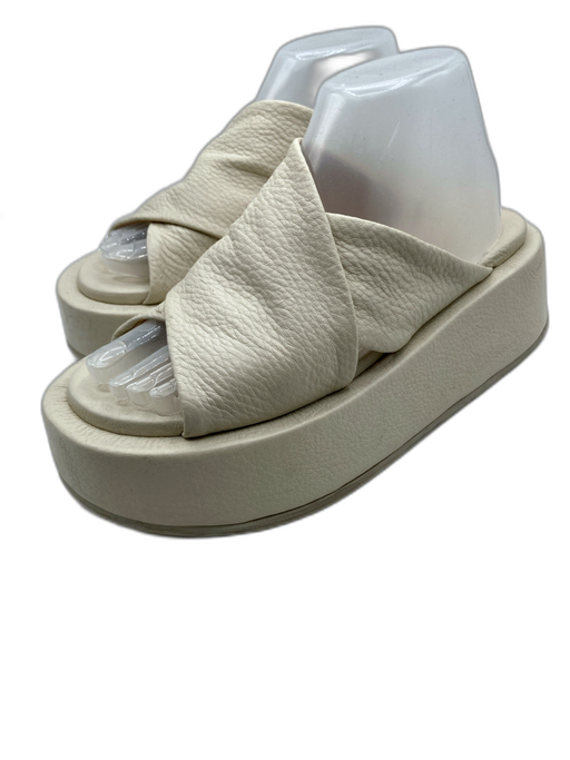 Marsell Shoe Size 37 Cream White Leather Upper Criss Cross Platform Sandals Cream White / 37