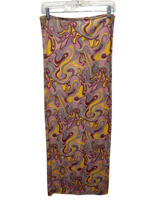 Junya Wantanabe Size M Purple, Blue & Yellow Wool Blend Swirl Print Maxi Skirt Purple, Blue & Yellow / M