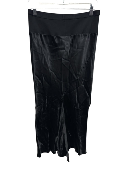 Rick Owens Size 10 Black Cupro & Cotton Knit Waist Silky Look Midi Skirt Black / 10