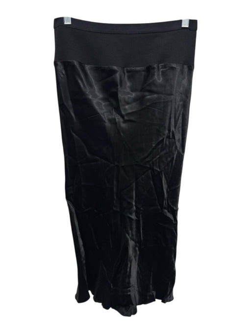 Rick Owens Size 10 Black Cupro & Cotton Knit Waist Silky Look Midi Skirt Black / 10