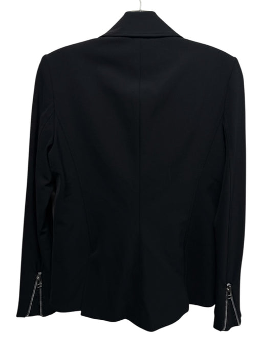 Veronica Beard Size S Black Nylon Blend Silver Tone Accent Zip Up Moto Jacket Black / S