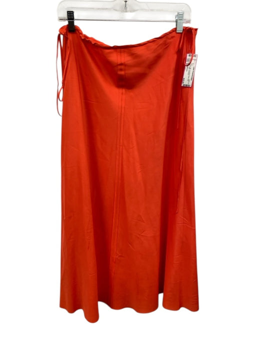 Beautiful People Size M Orange Silk Drawstring Waist Midi Seam Detail Skirt Orange / M