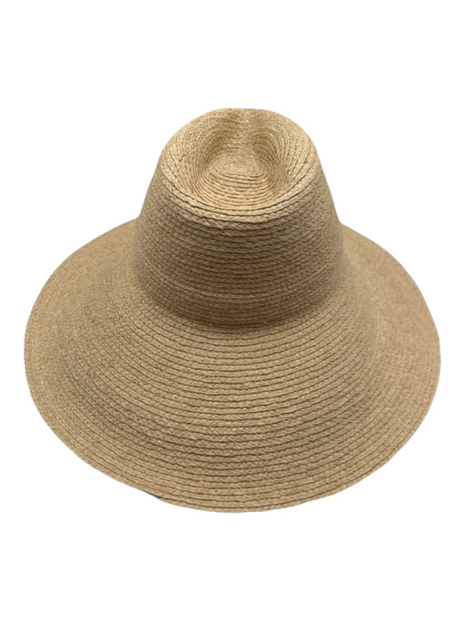 Janessa Leone Beige & Black Straw Wide Brim Sun Hat Beige & Black / M
