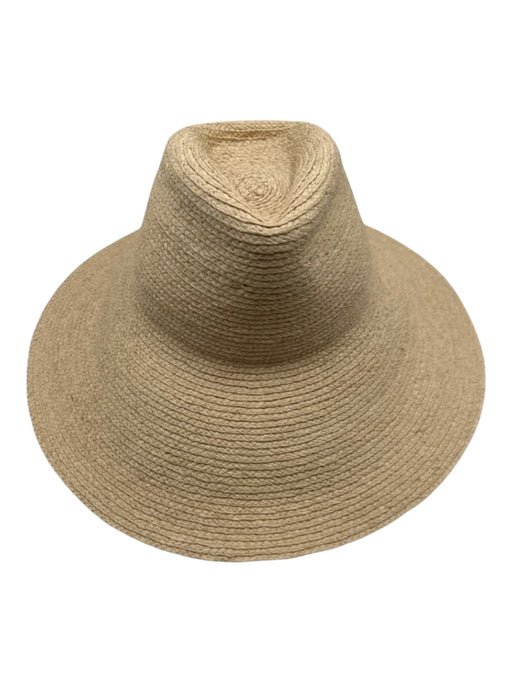Janessa Leone Beige & Black Straw Wide Brim Sun Hat Beige & Black / M