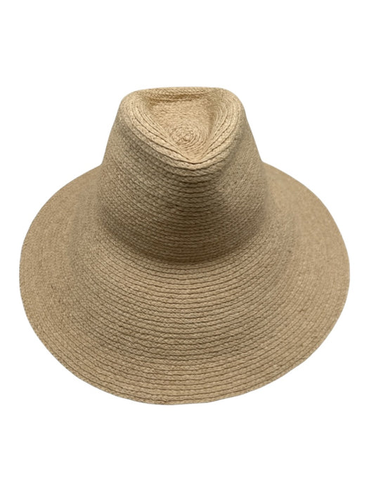 Janessa Leone Beige & Black Straw Wide Brim Sun Hat Beige & Black / M