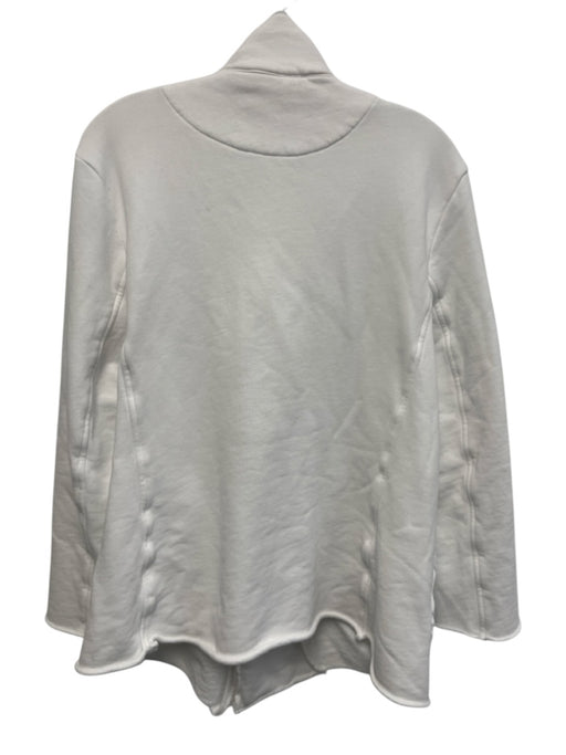 Frank & Eileen Size M White Cotton Double Breasted Patch Pockets Sweater White / M