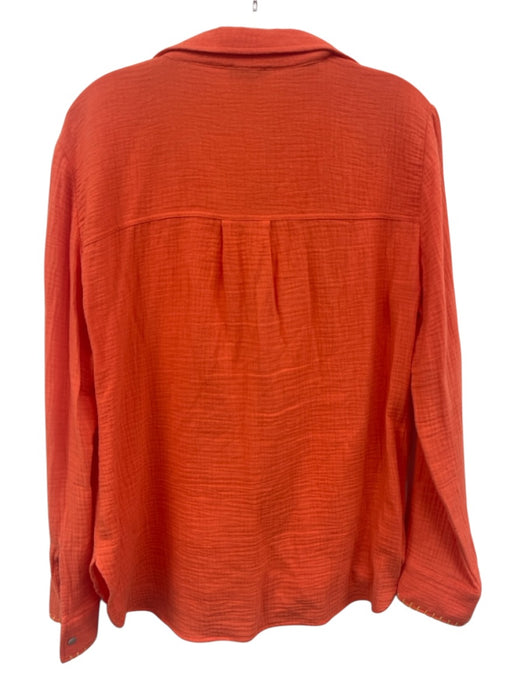 Lisa Todd Size S Orange Long Sleeve Button Up & Collar Stitching Top Orange / S