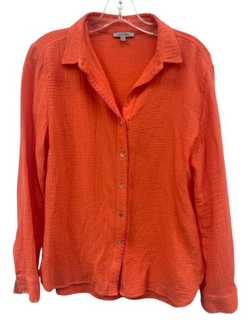 Lisa Todd Size S Orange Long Sleeve Button Up & Collar Stitching Top Orange / S