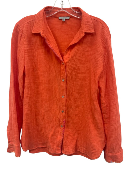 Lisa Todd Size S Orange Long Sleeve Button Up & Collar Stitching Top Orange / S
