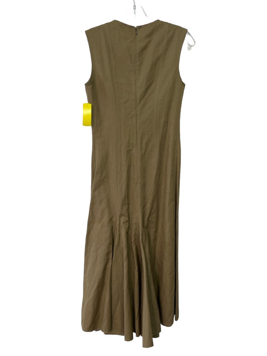 Joseph Size Small Olive Green Cotton Blend Sleeveless Paneled Midi Pleated Dress Olive Green / Small