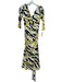 Roberto Cavalli Size 40 Yellow, White, Black Polyamide Blend 3/4 Sleeve Dress Yellow, White, Black / 40