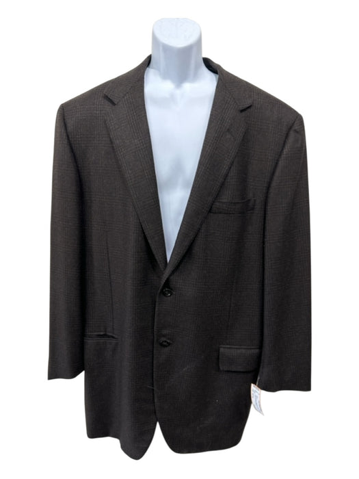 Oxxford Brown & Navy Wool Blend Plaid 2 Button Men's Blazer Brown & Navy / Est 44