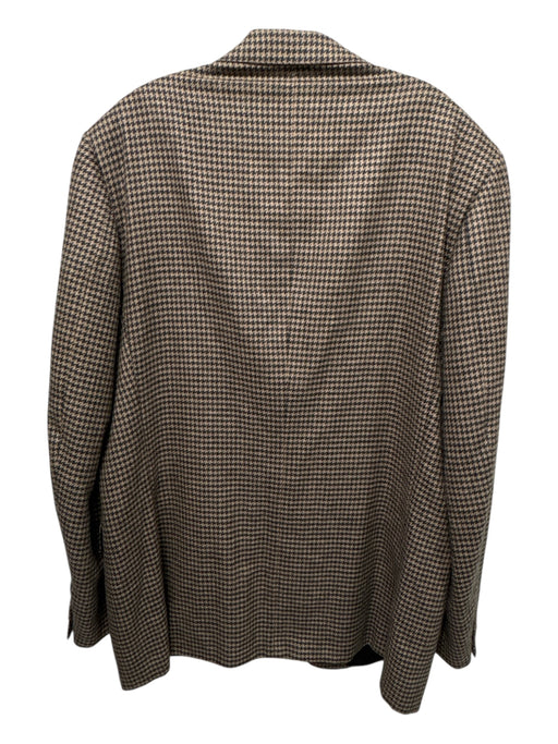 H Stockton Tan & Black Wool Blend Houndstooth 2 Button Men's Blazer Tan & Black / 56