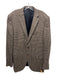 H Stockton Tan & Black Wool Blend Houndstooth 2 Button Men's Blazer Tan & Black / 56