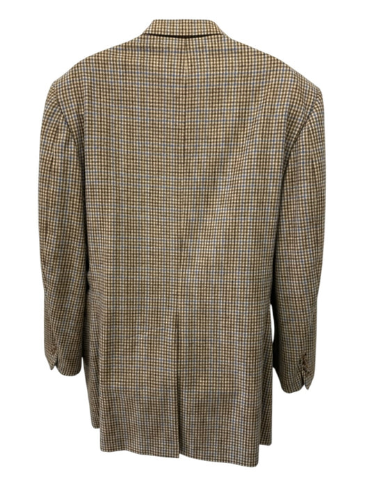 Oxxford Tan & Blue Wool Blend Plaid 2 Button Men's Blazer Tan & Blue / Est 44