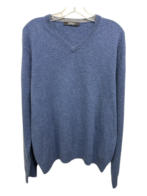 Saks Fifth Ave Size L Blue Cashmere V Neck Long Sleeve Men's Sweater Blue / L