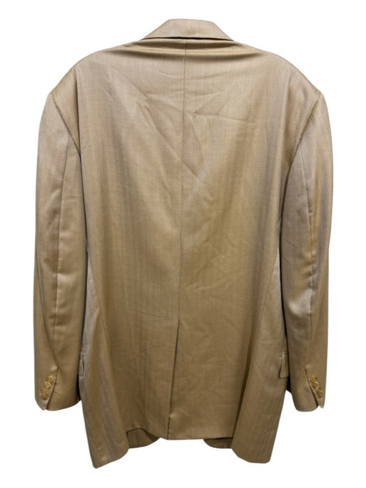 H Stockton AS IS Beige Wool Herringbone 2 Button Men's Blazer Beige / 46
