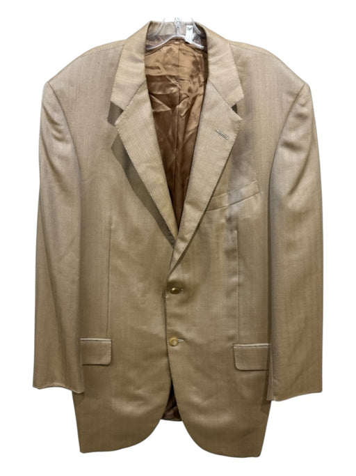 H Stockton AS IS Beige Wool Herringbone 2 Button Men's Blazer Beige / 46