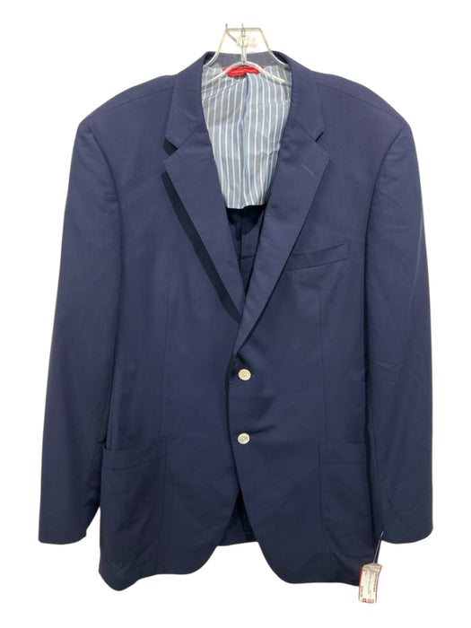 H Stockton Blue Wool Solid 2 Button Men's Blazer Blue / 46