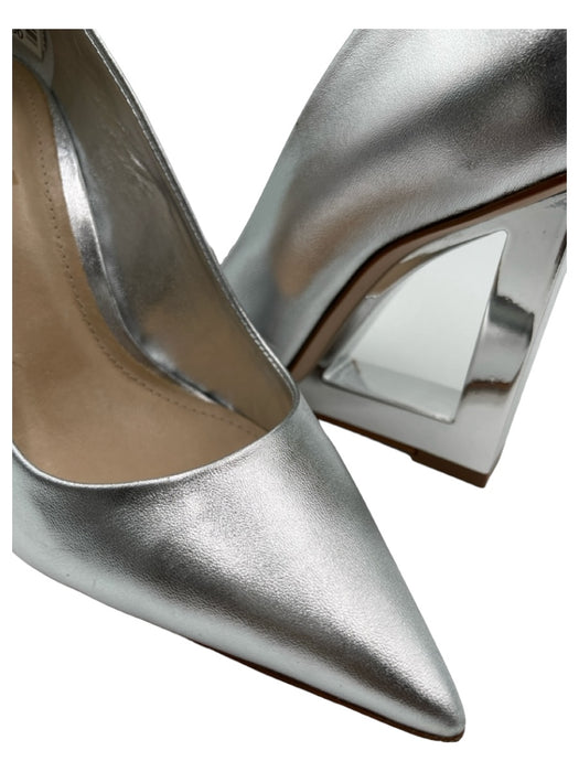 Schutz Shoe Size 6.5 Silver Leather Pointed Toe Mirror Wedge Pumps Silver / 6.5