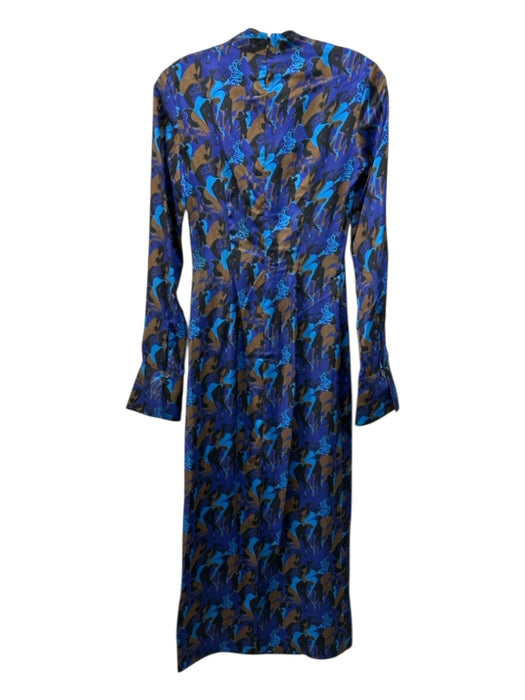 Staud Size 0 Purple, Blue & Black Polyester Long Sleeve Ladies Mock Neck Dress Purple, Blue & Black / 0