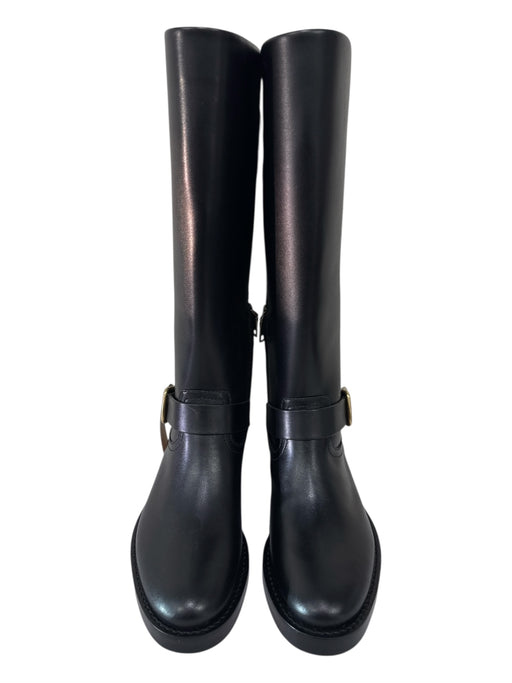 Coach Shoe Size 6 Black Leather round toe Side Zip Buckle Detail Boots Black / 6