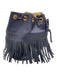 J&M Davidson Navy Leather Gold Grommet Fringe Braided Handle bucket bag Bag Navy / Small