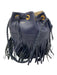 J&M Davidson Navy Leather Gold Grommet Fringe Braided Handle bucket bag Bag Navy / Small