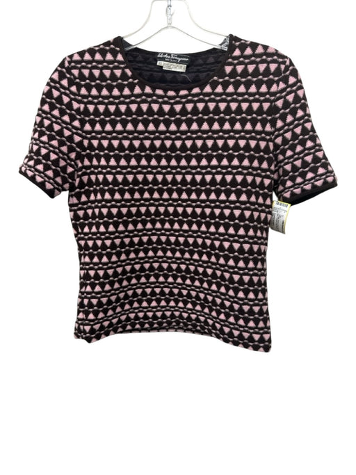 Salvatore Ferragamo Size XS Brown & Pink Virgin Wool Blend Knit Triangles Top Brown & Pink / XS