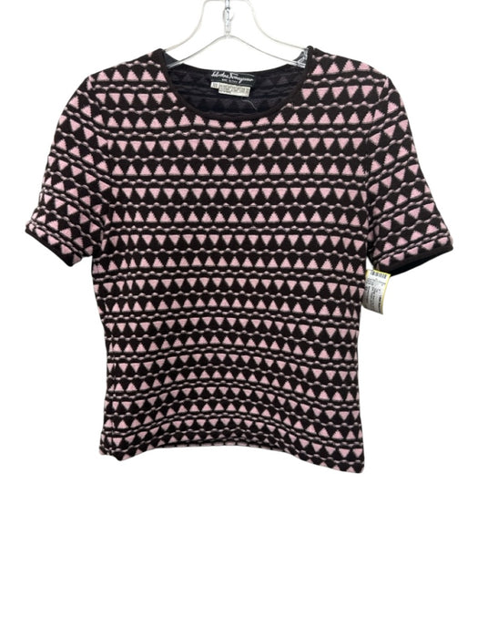 Salvatore Ferragamo Size XS Brown & Pink Virgin Wool Blend Knit Triangles Top Brown & Pink / XS