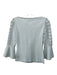 Fendi Size 38 Aqua Blue Viscose Perforated 3/4 Flare Sleeve Ribbed Fitted Top Aqua Blue / 38