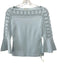 Fendi Size 38 Aqua Blue Viscose Perforated 3/4 Flare Sleeve Ribbed Fitted Top Aqua Blue / 38