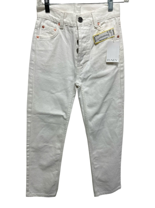 Raey Size 23 White Cotton Denim Button Fly High Rise Straight Jeans White / 23