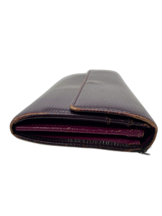 Louis Vuitton Plum Purple Leather Epi Snap Continental Wallets Plum Purple