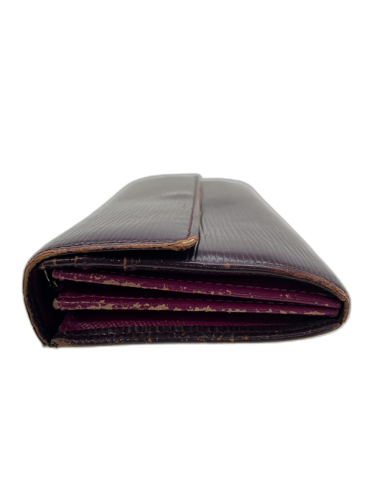Louis Vuitton Plum Purple Leather Epi Snap Continental Wallets Plum Purple