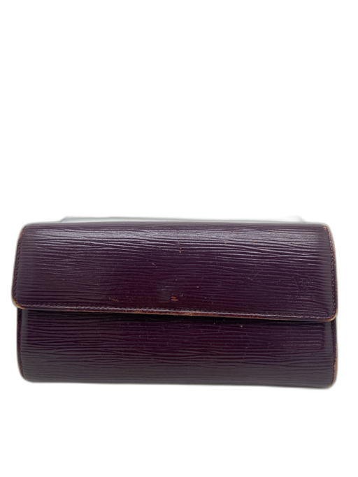Louis Vuitton Plum Purple Leather Epi Snap Continental Wallets Plum Purple