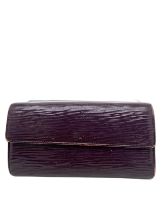 Louis Vuitton Plum Purple Leather Epi Snap Continental Wallets Plum Purple