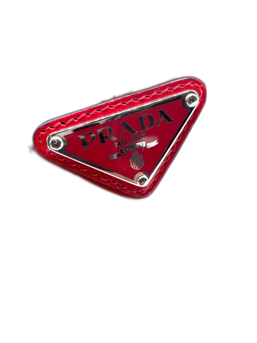 Prada Red Patent Leather Logo Top Handle Crossbody Strap Bag Red / Mini