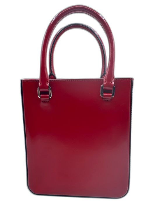 Prada Red Patent Leather Logo Top Handle Crossbody Strap Bag Red / Mini