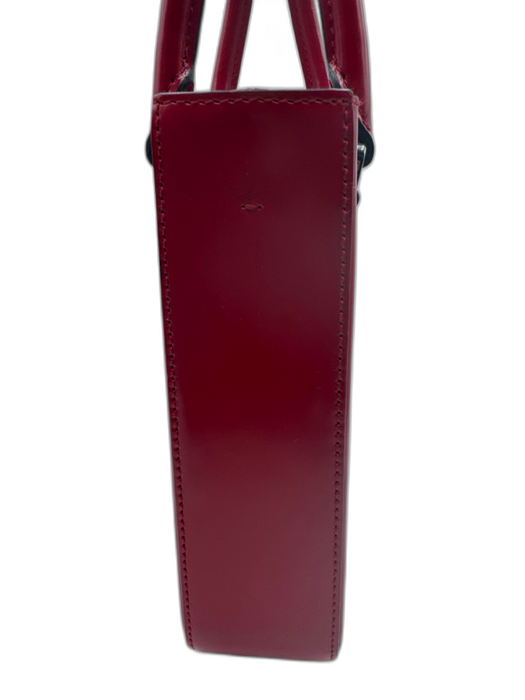 Prada Red Patent Leather Logo Top Handle Crossbody Strap Bag Red / Mini