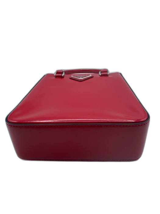 Prada Red Patent Leather Logo Top Handle Crossbody Strap Bag Red / Mini