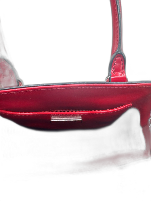 Prada Red Patent Leather Logo Top Handle Crossbody Strap Bag Red / Mini