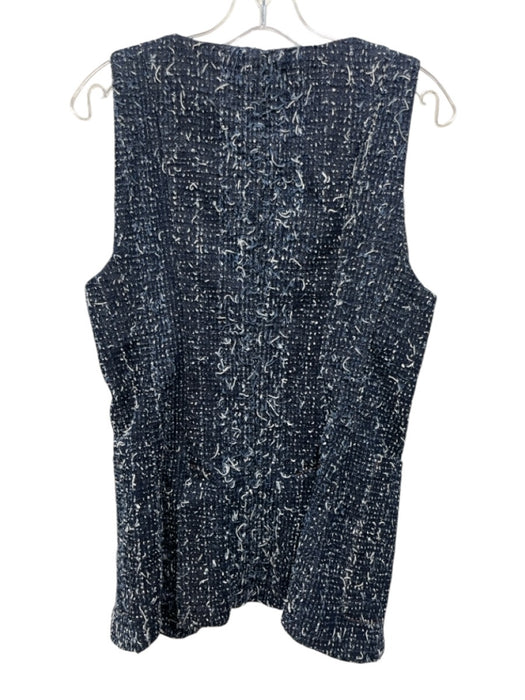 Maeve Size S Blue & White Cotton Denim Square Neck distressed Pockets Vest Blue & White / S
